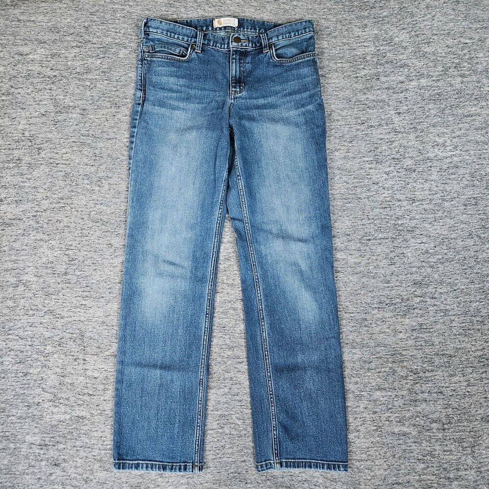 Carhartt Womens Size 10 Tall Straight Leg Rugged Flex Blaine Jeans Original Fit